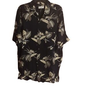 Covington Black Hawaiian Tropical Casual Button-Down‎ Shirt Sz XL